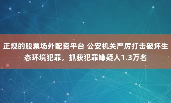 正规的股票场外配资平台 公安机关严厉打击破坏生态环境犯罪，抓获犯罪嫌疑人1.3万名